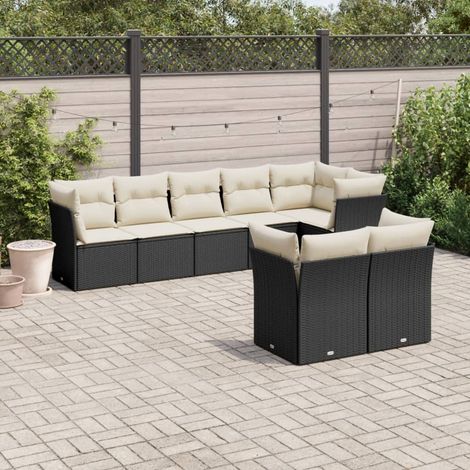 Set Divani da Giardino con Cuscini 8 pz Nero in Polyrattan vidaXL (1/3)