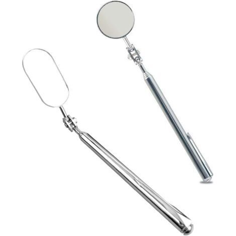 Set mit 2 Auto-Inspektionsspiegeln mit ausziehbarem Teleskopgriff, 360° drehbar, rund und oval, für Techniker (1/5)