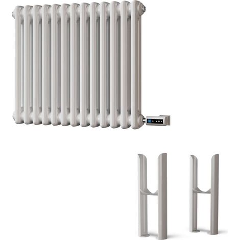 Alpha - White Column Electric Radiator H500mm x W592mm 2 Column 300w Thermostatic WIFI - Feet Included