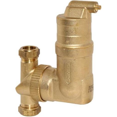 SpiroVent Mikroluftblasenabscheider Typ RV2 22mm Klemmring mit drehbarem Anschluss UA022W (1/2)