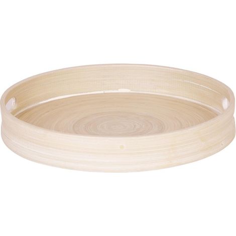 Plateau Décoratif Rond en Bambou Naturel pour Pot de Fleurs et Orchidée Ø 30 cm - PANGIVO (1/5)