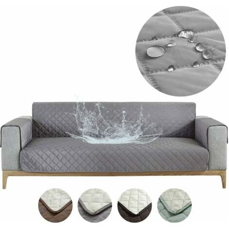 Housse de canapé imperméable 2 places – Bâche matelassée en polyester – Antidérapante avec support en caoutchouc – Lavable en machine (1/5)