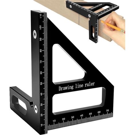 Anreißlineal aus Aluminiumlegierung für Holzbearbeitung – Schwarz (1/4)