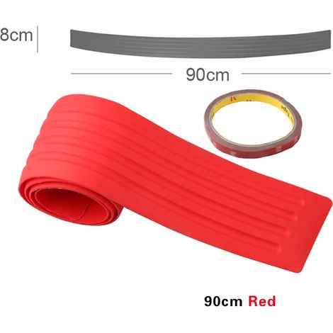 (Rouge 90 cm) Bandes de protection universelles en fibre de carbone pour coffre et portières de voiture,protection de seuil de porte,protection de pare-chocs arrière,moulures en caoutchouc,garniture d (1/3)