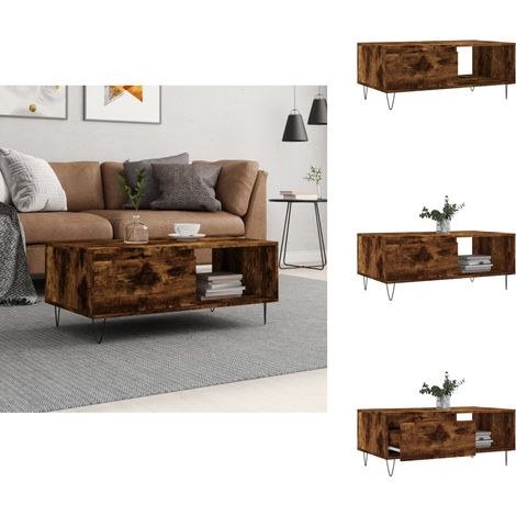 Table basse Chêne fumé 90x50x36,5 cm Bois d'ingénierie - Table Basse - Meuble Salon - Table D'appoint - Table Design - Mobilier Contemporain (1/5)