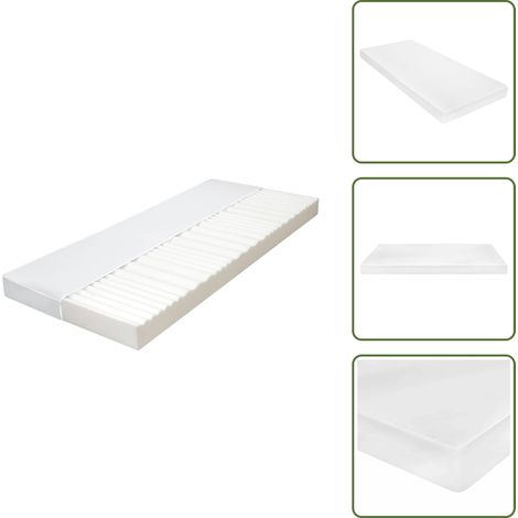 The Living Store Materasso 80x200 cm 7 Zone Schiuma di Poliuretano 10 cm H2 H3 - Schiuma PU