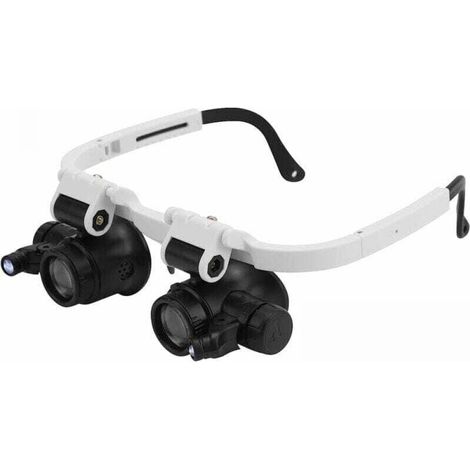 Lunettes Loupe avec 2 Lumières LED, Bijoutier Loupe à Montage sur Tête 8X 15X 23X Agrandir pour Réparation Lecture Bijoux Montres (1/4)
