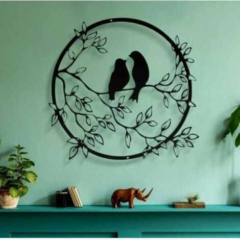 Metall Wanddeko, Vogel Logo Statue, Wanddekoration, Vogelsilhouette, runde Wandskulptur geeignet für Wanddekoration, Wohnzimmer, Schlafzimmer