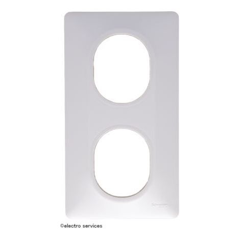Schneider Electric – Plaque finition verticale 2 postes blanche 71 mm – Enjoliveur à clipser – Plastique rigide – Finition mate – Norme CE (1/9)
