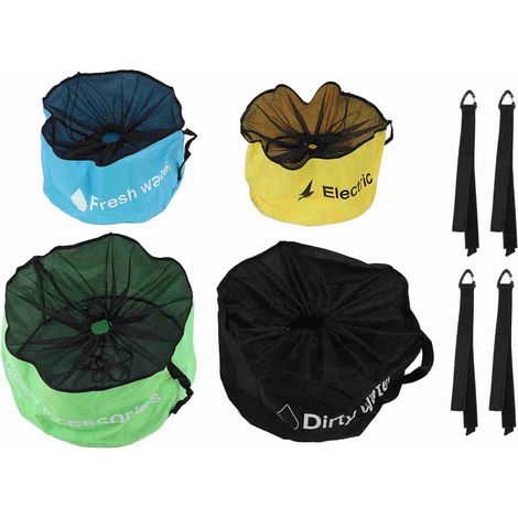 Sac de Rangement pour Tuyaux RV, 4 Pièces, Oxford 600D, Imperméable et Respirant, 45x51cm, Bleu/Noir/Jaune/Vert (1/5)
