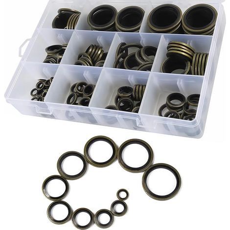 245 Pièces Joint D'huile Rondelles D'étanchéité, Joints D'étanchéité Hydrauliques Avec Lèvre En Caoutchouc, Bague D'étanchéité Bouchon Vidange D'huile Assortiment, Joint Bouchon Vidange(Noire) (1/5)