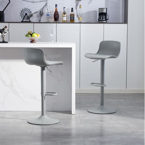 MEUBLIV tabouret de bar réglable gris, pivotant, dossier, lot de 2 (1/5)