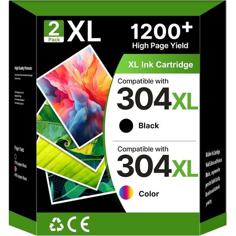 Encre 304XL Compatible pour HP304 Noir et Couleur pour HP Envy 5030 (1/5)