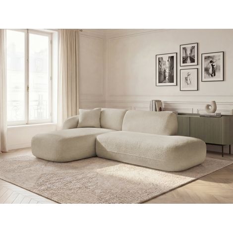 BOBOCHIC - Canapé d'angle fixe modulable ANDA avec 1 méridienne et 1 chauffeuse bout de canapé Angle gauche  Beige