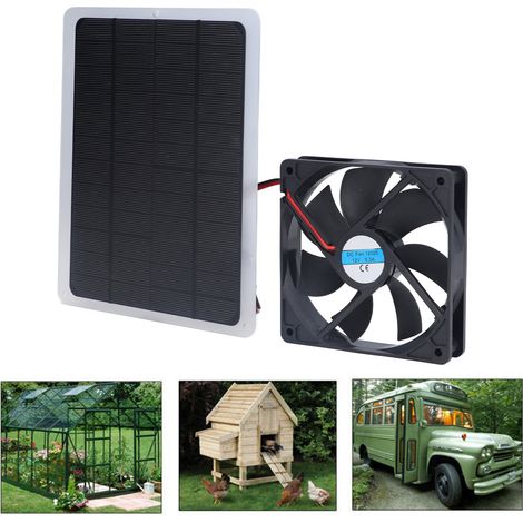 Ventilateur solaire portable 10 W 12 V avec port USB, panneau solaire 800 mA, pour serre extérieure, charge et production d'énergie. (1/5)