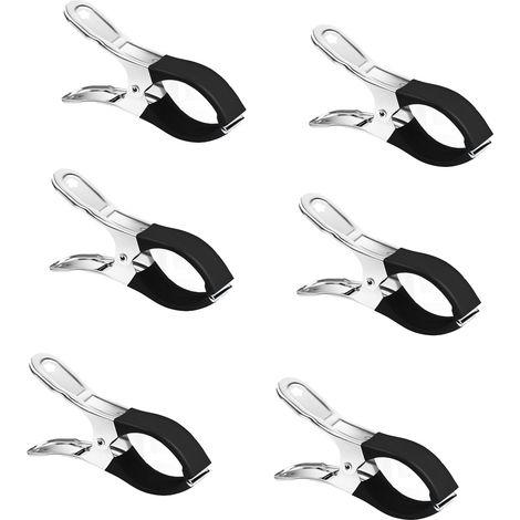 Pinces métalliques robustes-paquet de 6 pour pinces à ressort pour le travail du bois, pinces à ressort, pinces à couette, pinces à bâche, noires (1/4)