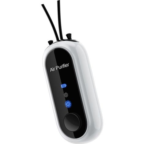 Tragbarer Luftreiniger für den Hals, Luftreiniger-Halskette mit negativen Ionen, kleines USB-Gerät zur Rauch- und Staubbeseitigung, weiß. (1/5)