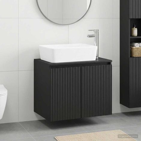 vidaXL Bathroom Furniture Set Black Engineered Wood (1/5)