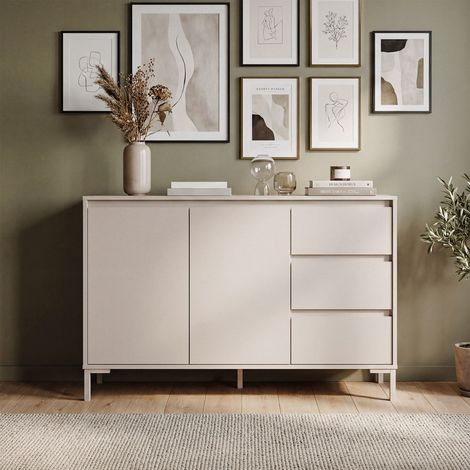 CALICOSY - Buffet 2 portes et 3 tiroirs couleur cachemire L120 cm - NERIO (1/5)
