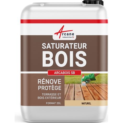 Arcane Industries – Saturateur bois extérieur 20 L – Protection durable contre intempéries – Aspect naturel mat – Pour terrasses et bardages en bois