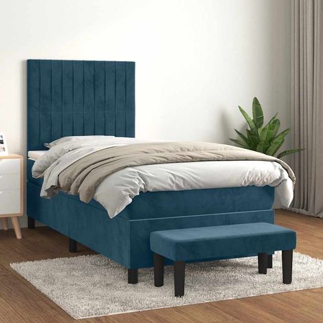 Boxspringbett mit Matratze Dunkelblau 80x200 cm Samt