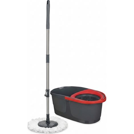 Mocio lavapavimenti rotante a 360° mop microfibra secchio nero 13 litri lava strizza con una mano pulizia perfetta senza fatica ROTO-MOP