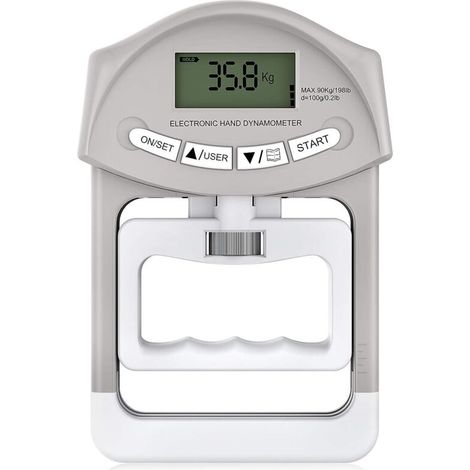 SABIR Dynamomètre à main électronique 90 kg / 200 lbs Capacité de préhension avec 19 jeux de disques individuels (1/5)