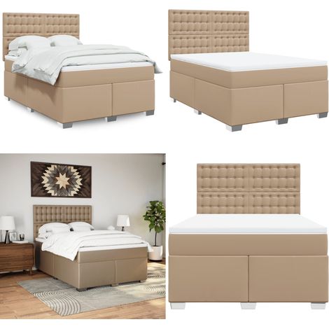 Sommier à lattes de lit avec matelas Cappuccino 140x190 cm - Sommier à lattes - Matelas à ressorts ensachés (1/5)