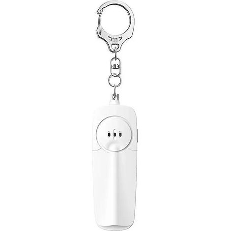 Alarme portable féminine plus légère et plus fine avec porte-clés, volume 130 dB, sifflet électronique, pendentif pour sac à dos, blanche (1/5)