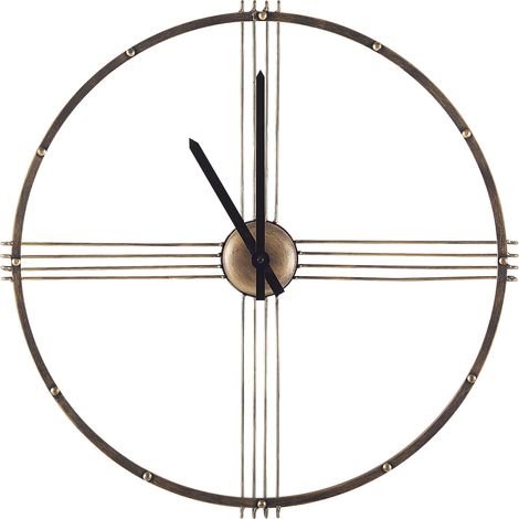 Reloj de pared redondo marco de hierro dorado sin números 50 cm estilo minimalista Ascona