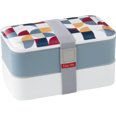 Caja de comida con 2 compartimentos gris - Lunch Box - Easy Life