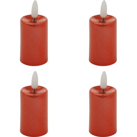 Lot de 4 Bougies lumineuses à LED H 9 cm Rouge métallisé - Feeric Christmas (1/5)