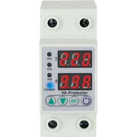 [NEVER USED] Adjustable overvoltage and undervoltage protection on the 63A rail. Overcurrent protection relay. Home LED display.