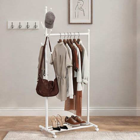 Porte-manteau coloris blanc en métal 68 x 43 x 171 cm (1/5)