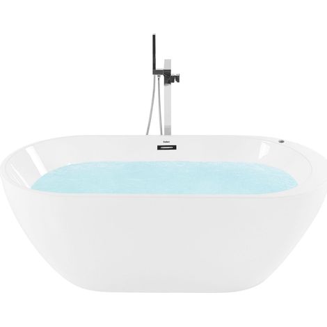 Freestanding Hot Tub with LED NEVIS 1700 x 800 mm White (1/5)