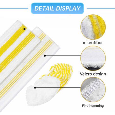 NALOOKAMIC  Lot de 6 chiffons en microfibre compatibles avec Kärcher  SC2, SC3, SC4, SC5 nettoyeur vapeur, Kit d'accessoires de nettoyeur vapeur lavable(4 lingettes+2 Bonnettes)