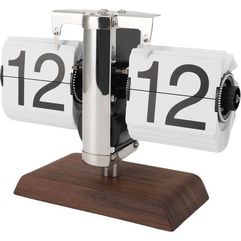 Horloge de bureau à rabat vintage, grand format, affichage 24 heures, mécanisme automatique, blanche, idéale pour la décoration du salon. (1/5)