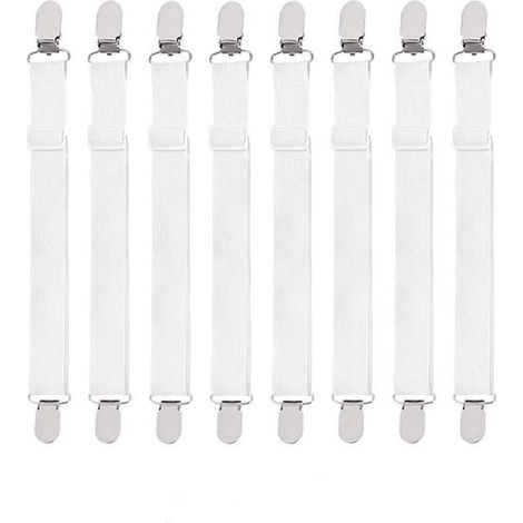 8Pcs Tendeur Drap Housse Lit Drap Réglable, Maintient Tendeur Draps Réglable Sangle Drap Housse,pour Drap Lit,Canapé,Convient pour (1/4)