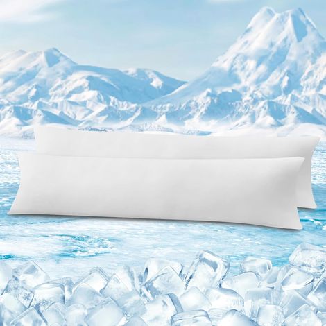 WOLTU - Juego de 2 fundas de almohada refrescantes, lavables y con cremallera, protección y comodidad, 40 x 145 cm, color blanco (1/5)