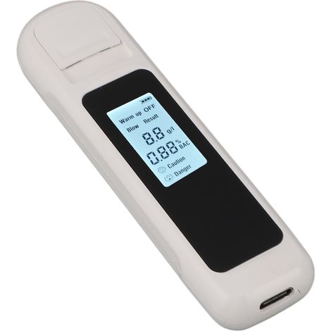 Alcootest portable à haute précision avec écran LCD, chargement USB et arrêt automatique, pour une utilisation domestique (blanc). (1/5)