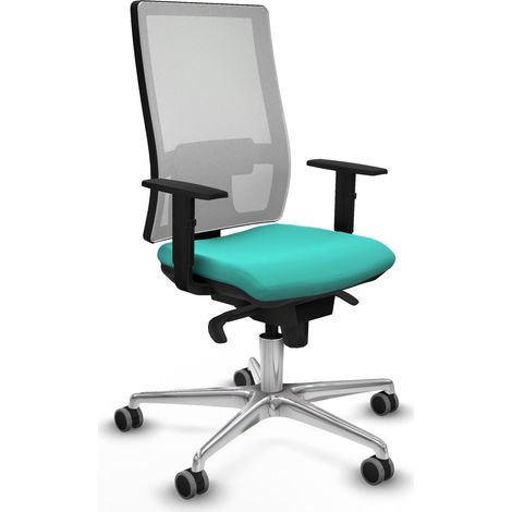 Horna sincro malla blanca similpiel turquesa brazos 1D base aluminio ruedas 65mm engomadas (1/5)