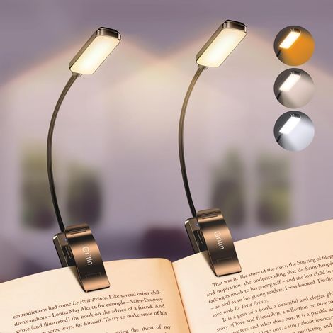 Gravin Confezione da 2 lampade da lettura a LED ricaricabili da 9 pollici per letto - Protezione degli occhi, 3 temperature di colore, regolazione continua dell'intensità luminosa, lampada da lettura 