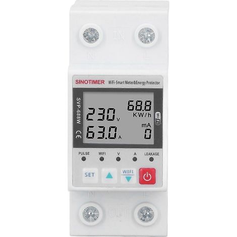 WLAN-Überspannungs-/Unterspannungsschutz 230 V, 50 Hz/60 Hz, 63 A, Fernbedienung, Über-/Unterspannungsschutz