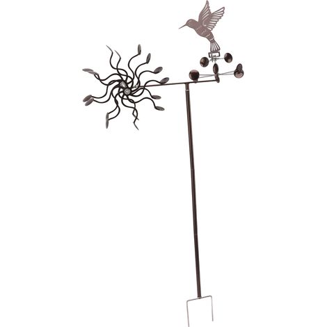 Carillon éolien en fer forgé, moulin à vent colibri, sculpture en métal pour l'extérieur, pelouse, cour, terrasse, décoration de jardin (1/5)