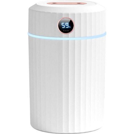 Humidificateur d'Air, 2L Humidificateur Ultrasonique Silencieux avec Thermo-Hygromètre, Duple Buse 36 Heures Temps de Fonctionnement, Arrêt Automatique, 7 LED, pour Maison Chambre Bureau,de (1/5)