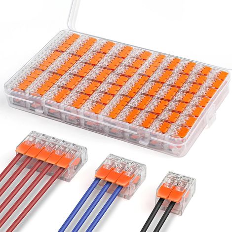 75 connettori elettrici rapidi, morsettiere in policarbonato ignifugo, connettori per cavi da 0,14 a 4,0 mm², conduttori compatti