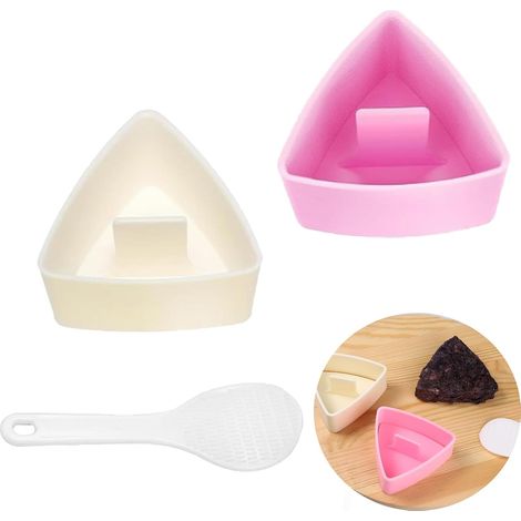 Onigiri-Form, 2-teilige dreieckige Onigiri-Form, Sushi-Maker, Sushi-Maschine, Antihaft-Sushi-Maker mit Löffel, wiederverwendbares Reisbällchen-Form-Set, für Familien-Camping, Picknick, Kochen. (1/5)