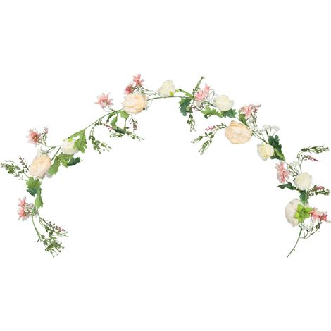 Lot de 6 guirlandes de fleurs artificielles couleur champagne, guirlande de roses en tissu soie, décoration pour arche de mariage, centre de table, jardin et balcon, 1,8 m (1/5)