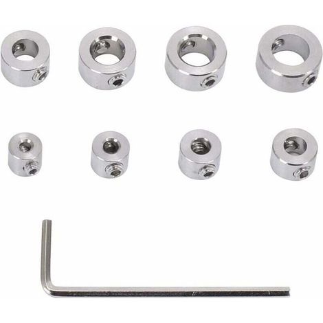 Bohrtiefenanschlag, 8-teilig aus Edelstahl, robuster Tiefenanschlagring mit Innensechskantschlüssel, Bohrpositionierer für 3 bis 10 mm Bohrer (1/4)