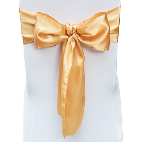 Mophorn Stuhlschleifen aus Stretch-Spandex mit Gummibändern. 50 Stück, goldfarben, für Stuhldekorationen bei Hochzeiten, Partys und Feiern. (1/5)
